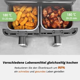 9L XXL Heteluchtfriteuse met Digitaal Led-Touchscreen - 2000 Watt, 10 Vooraf Ingestelde Programma's, Instelbare Temperatuur en Transparant Kijkvenster — thumbnail 7