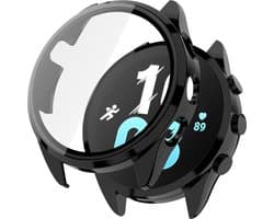 Watch case screenprotector - hoesje - gehard glas - geschikt voor Garmin Forerunner 165 - zwart