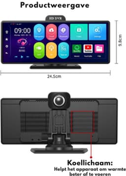 DrPhone DC19 4K Dash Cam ADAS Draadloze Carplay & Android Auto DVR - 5G WiFi – GPS Navigatie – 10.26 Inch Scherm – Achteruitrijcamera - Dashboard Video Recorder — thumbnail 4