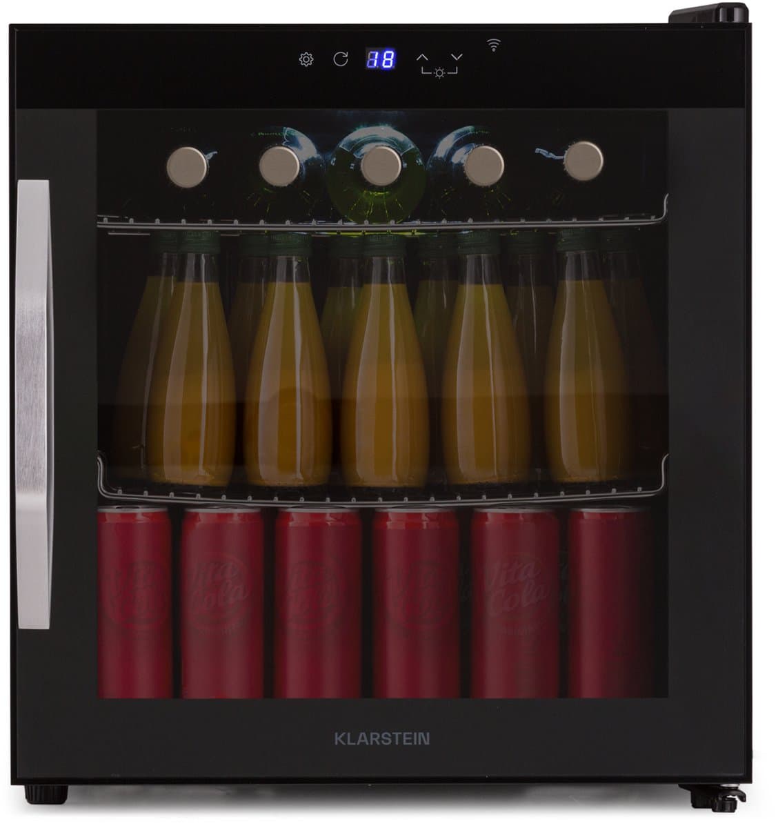 Klarstein Coachella 50 Onyx Dranken Koelkast - 47L Slimme Dranken Koelkast met WiFi, LED Verlichting, Touch Control, 5-18 °C Koeling, Panoramische Glazen Deur, Zwart — afbeelding 1