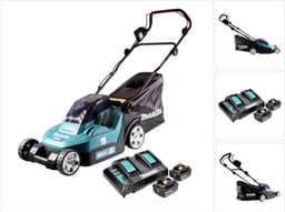Makita DLM 382 CT2 accu grasmaaier 36 V ( 2x 18 V ) 38 cm 40 L + 2x accu 5.0 Ah + dubbele lader — thumbnail 1