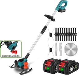 Handmaaier - Grasmaaier - Grastrimmer - Grasschaar - Grasmachine - 3000W - 6-Inch - Elektrische/Accu - Grastrimmer met 90° Verstelbare Kop – Snoerloos Tuingereedschap - 21V/18V Compatibel - Inclusief 2x Accu — thumbnail 1