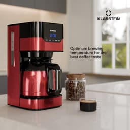 Klarstein Koffiemachine Arabica koffiezetapparaat - Filter - Met thermoskan - Voor gemalen koffie - Met EasyTouch Control - Watertank 1,2 liter - 12 kopjes - Rood - voor Keuken - RVS - Display - Coffee Machine - Koffieautomaat — thumbnail 4