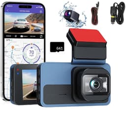 Auto DVR-camera - Dashcam - 64G, Full 4K HD 1080p, 2 lenzen, WiFi, GPS, parkeerbewaking, 3 inch, 170 graden hoek, Loop-opname, Nachtzicht — thumbnail 2