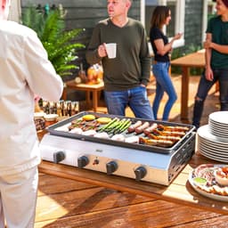 Gasgrill - Gasbarbecue en grill op tafel - 4 roestvrijstalen branders en drukregelaar - 44 x 44,5 x 19 cm, zilver + zwart — thumbnail 2