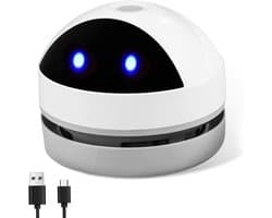 Mini desktop stofzuiger - USB oplaadbaar en draadloos - hoge zuigkracht voor bureau, kantoor, auto, kussen en toetsenbord - wit