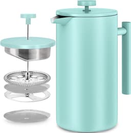 Franse Pers Koffiezetapparaat - 34oz (1.0 Liter) met Dubbelwandige Geïsoleerde Cafetière en Extra Filter — thumbnail 1