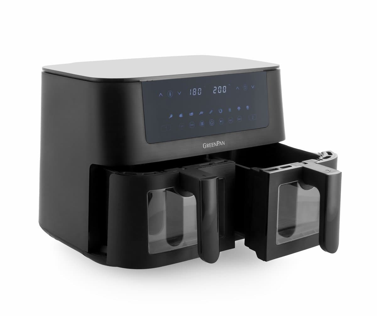 GreenPan - Bistro dubbele airfryer - 4L+4L - 9 programma's - Digitaal Led Display - Automatisch Uitschakelen - zwart - PFAS-vrij — afbeelding 1