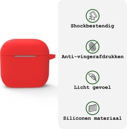Case - Geschikt voor Apple AirPods 4 - Siliconen Hoes met Clip - Silicone Hoesje Cover - Rood — thumbnail 3