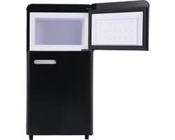 Merax Retro Mini Koelkast – Dubbele Deur Koel-vriescombinatie – 72L - 51L Koelen en 21L Vriezen – LED-verlichting – Energieklasse E – Zwart – 91 cm Hoog