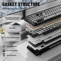 ATTACK SHARK X98PRO - Draadloze Mechanisch Gaming Toetsenbord - Side Printed PBT Keycaps - TFT Scherm - Multifunctionele Draaiknop - Wired/2.4G/Bluetooth Tri-Mode - Gasket Mod - 98keys - Moonlit Night — thumbnail 3