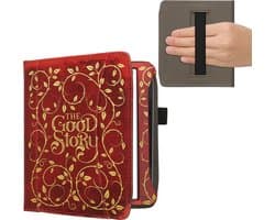 kwmobile flip cover geschikt voor Pocketbook Era / Era Color - Hoes met handgreep en voorvak voor e-reader - Book case in geel / oranje / rood - Sprookjesboek design