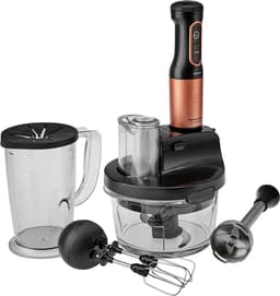 Karaca Mastermaid Prosteel - Keukenrobot 2500W – Glazen Hakmolen 1,5L – Staafmixer, Smoothiebeker, Garde, Rasp & Snijschijven – Zwart/Koper — thumbnail 4
