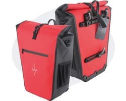 Voltano Luxe E-bike Fietstas 28L – Zwart / Rood – Pakaftas Met Laptop vak – 100% Waterdicht - Met Schouderband