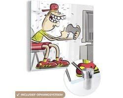 MuchoWow® Glasschilderij 50x50 cm - Schilderij acrylglas - Gamer - Televisie - Console - Foto op glas - Schilderijen