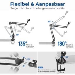 Neewer Microfoon Arm - Boom Arm - Microfoon Standaard zonder Microfoon - Mic Stand - Zwart — thumbnail 4