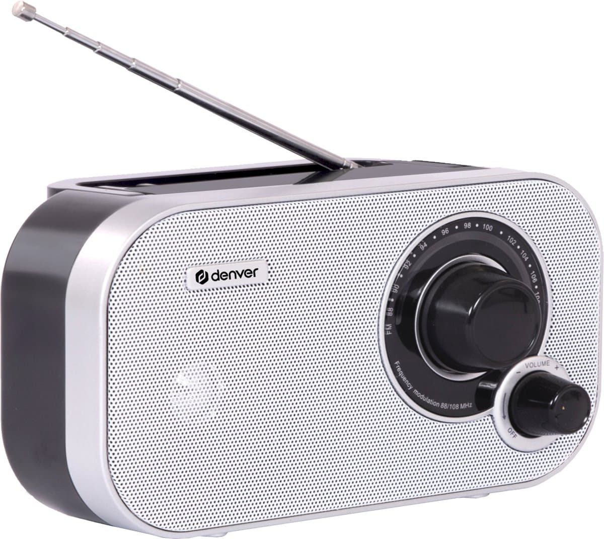 Denver FM Radio Retro - Noodradio / Noodpakket - Werkt op batterij of netstroom - Keukenradio - Draagbare Radio - TR51 - Wit — afbeelding 1