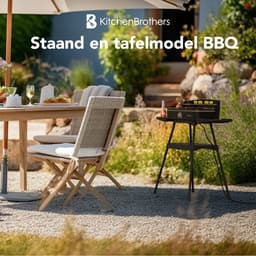 KitchenBrothers Elektrische BBQ - Staand en Tafelmodel Barbecue - Tafelbarbecue - Anti-aanbaklaag - 24x50cm Grilloppervlak - 2200W - Zwart — thumbnail 2
