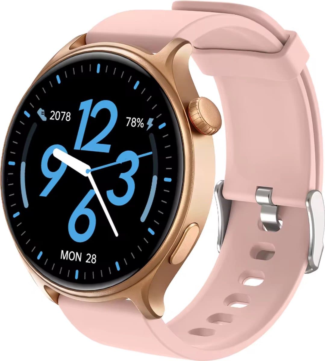 Maoo GTR Serie 2 Smartwatch Dames - Stainless Steel en TPU bandje - Stappenteller - Hartslagmeter - Slaapmonitor - Multisport - Geschikt voor Android en iOS - Roze — afbeelding 1