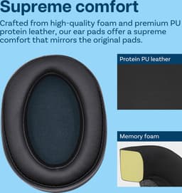 MMOBIEL Oorkussens voor Sony WH-H900N / Sony MDR-100ABN Noise Cancelling Hoofdtelefoon - Memory Foam en Protein PU Koptelefoon Oorkussens - Noise Isolation Hoofdtelefoon Earpads — thumbnail 4