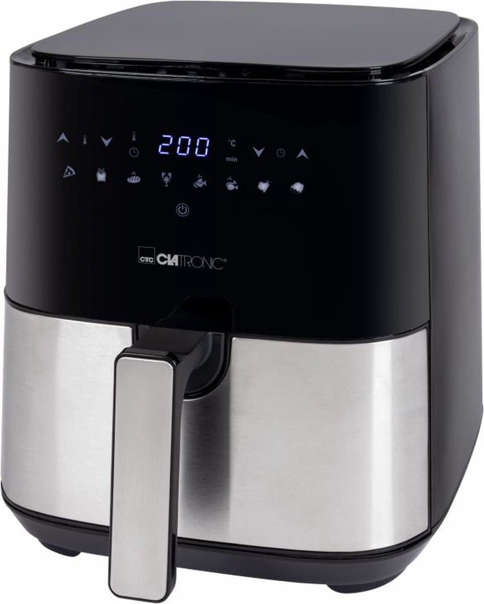 Clatronic FR 3782 H Enkel 5 l Vrijstaand 1450 W Heteluchtfriteuse Zwart, Roestvrijstaal — afbeelding 1