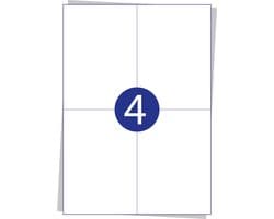 200 A4 Stickervellen - Hoge Kwaliteit Etiketten (105x148 mm) - Geschikt voor Alle Printers (4 st/pag, 100 pag/pak, Totaal 800 Etiketten)