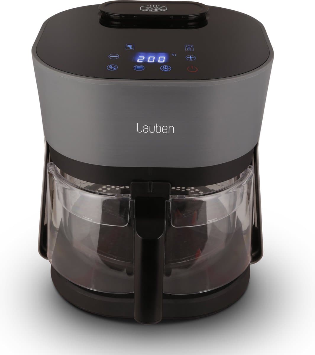 Lauben Airfryer - Glass&Steam® Airfryer - Heteluchtfriteuse - 360° Zicht - 4,5 L - 1300W - Zwart/Grijs — afbeelding 1