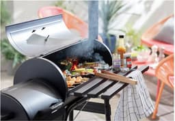 Vaggan Smoker Houtskoolbarbecue - Cilinder Rookoven -Barbecue Smoker - Houtskool Rookoven - Verrijdbare BBQ -118 x 53 x 102 cm- Gegalvaniseerd Staal - Thermometer — thumbnail 4