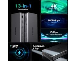 UGREEN - Revodok Pro 313 - Docking station - Drievoudig scherm - 100W PD