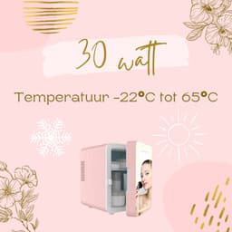 Jambo® Skincare Fridge - Mini Koelkast - Make-up Koelkast met Spiegel - Beauty Fridge met Spiegel en 3 Standen Ledverlichting - Roze - Cosmetica - 4 Liter — thumbnail 3