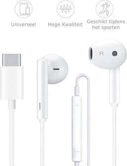 In-Ear Oordopjes met USB C Aansluiting - Oortjes met Draad en Microfoon voor Telefoon / Tablet / Laptop / Smartphone / GSM — thumbnail 2