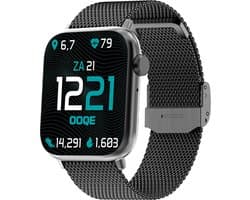 OOQE WATCH PRO 7 - Smartwatch Heren | Elegant Design | Bellen en Gebeld Worden | Berichten Inzien |Gezondheidsanalyse | Sportanalyse | Stress en Slaap Management | Nederlandstalig | Barst- en Krasbestendig | Zilver