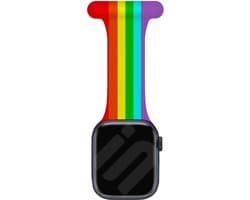 Siliconen Smartwatch bandje - Geschikt voor Apple Watch 1/2/3/4/5/6/7/8/9/10/11/SE/SE2/SE3 verpleegkundige band - regenboog - Strap-it Horlogeband / Polsband / Armband - maat: 38 / 40 / 41 / 42mm