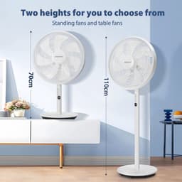 Aigostar Statiefventilator Sedate - Staande ventilator-Afstandsbediening-Timer- Stille Werking -3 snelheden- In hoogte verstelbaar - 7 bladen - 45W - Wit — thumbnail 2