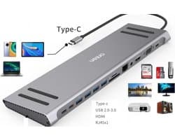 Onten 13-in-1 USB-C Multifunctioneel Dockingstation - USB-C Dockingstation - Multifunctioneel Dockingstation - 13-in-1 Dockingstation - USB-C Hub - Docking Station met Meerdere Poorten