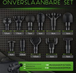 krachtige Massage Gun met 11 massagekoppen - Massage pistool met LED weergave & draagtas -schouders & nek — thumbnail 4