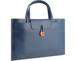 Laptoptas 11 tot 14 inch - 3 Vakken - Vegan Leer - Laptophoes - Laptop Tas - Geschikt voor o.a Dell XPS 13, MacBook Air Pro, Surface Pro 9, ChromeBook - Donkerblauw