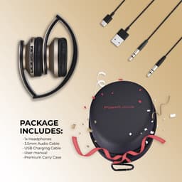 PowerLocus P1 Bluetooth Koptelefoon – Draadloos – Over Ear – Met Microfoon – Inklapbaar - incl. Hoes – Goud — thumbnail 5