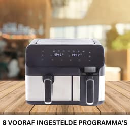 MKSS® Dubbele Airfryer XXXL - Duo Heteluchtfriteuse - Geschikt voor Accessoires - Zwart met Zilver — thumbnail 4