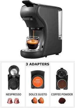 Luxe 3 in 1 Koffiemachine - Koffiezetapparaat - Koffie Automaat - Automatisch - Geschikt voor Nespresso, Dolce Gusto, Koffiepoeder - Zwart — thumbnail 1