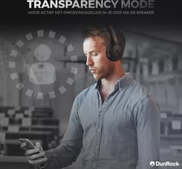 DunRock® Halo koptelefoon met ANC en multipoint - Met DunRock App voor je smartphone - draadloze bluetooth koptelefoon - met filter microfoons — thumbnail 10