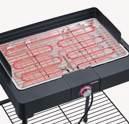 PG 8566 Staande barbecue met roestvrij stalen grillrooster en onderstel en afzettingsrooster, elektrische grill met snelle grillstart, balkongrill zonder verbrandingsgevaar, zwart — thumbnail 3