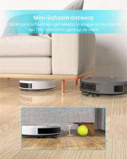 2-in-1 Robotstofzuiger met Laadstation - Met Dweilfunctie (Excl. Dweilaccessoires) - 3.0 Technologie - 120 min. - Robotstofzuigers - Dweilrobot - Huisdieren - Stofzuiger - Spraakbesturing & App - Zwart — thumbnail 5