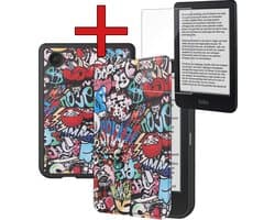 Hoes Geschikt voor Kobo Clara BW - Met Screenprotector - Luxe E-reader Bescherm Case - Hoesje Book Cover - Graffity