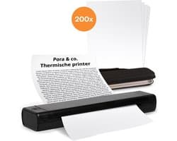 Pora&Co - Thermal Printer - Portable Printer A4 - Draagbare Printer A4 - Incl. 200 Vellen + Draagtas - Afdrukken met Telefoon of Computer - Thermische Printer - Zwart