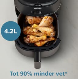 Philips 1000 Series Airfryer - NA120/00 - Draaiknopbediening - 4.2L - Tot 4 Personen - Zwart — thumbnail 4