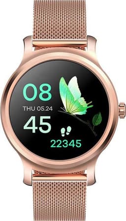 Belesy® SMART - Smartwatch Dames - Smartwatch Heren - Horloge - Stappenteller - 1.3 inch - Kleurenscherm - Full Touch - Bluetooth Bellen - Roségoud - Staal — thumbnail 2