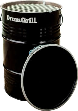 Drumgrill Small - Houtskoolbarbecue - Zwart Staal - Ø40x58 cm - 60L Olievat - Vuurkorf & Bijzettafel in 1 - Industrieel Design — thumbnail 1