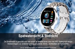 Belesy® BQSiZi1 Panterprint - Limited edition - Smartwatch Dames - Horloge - 1.3 inch - Kleurenscherm - 10x Sporten - INDOOR en OUTDOOR - Zilver - Siliconen — thumbnail 5