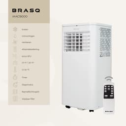 BRASQ 3-in-1 Mobiele airco met Raamafdichtingskit - Met afstandsbediening – Geschikt voor Slaapkamer - Woonkamer - Kantoor - Aircooler tot 16m2 - 9000 BTU – Wit — thumbnail 4